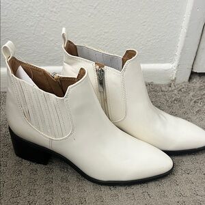 Franco Sarto Cream Ankle Booties